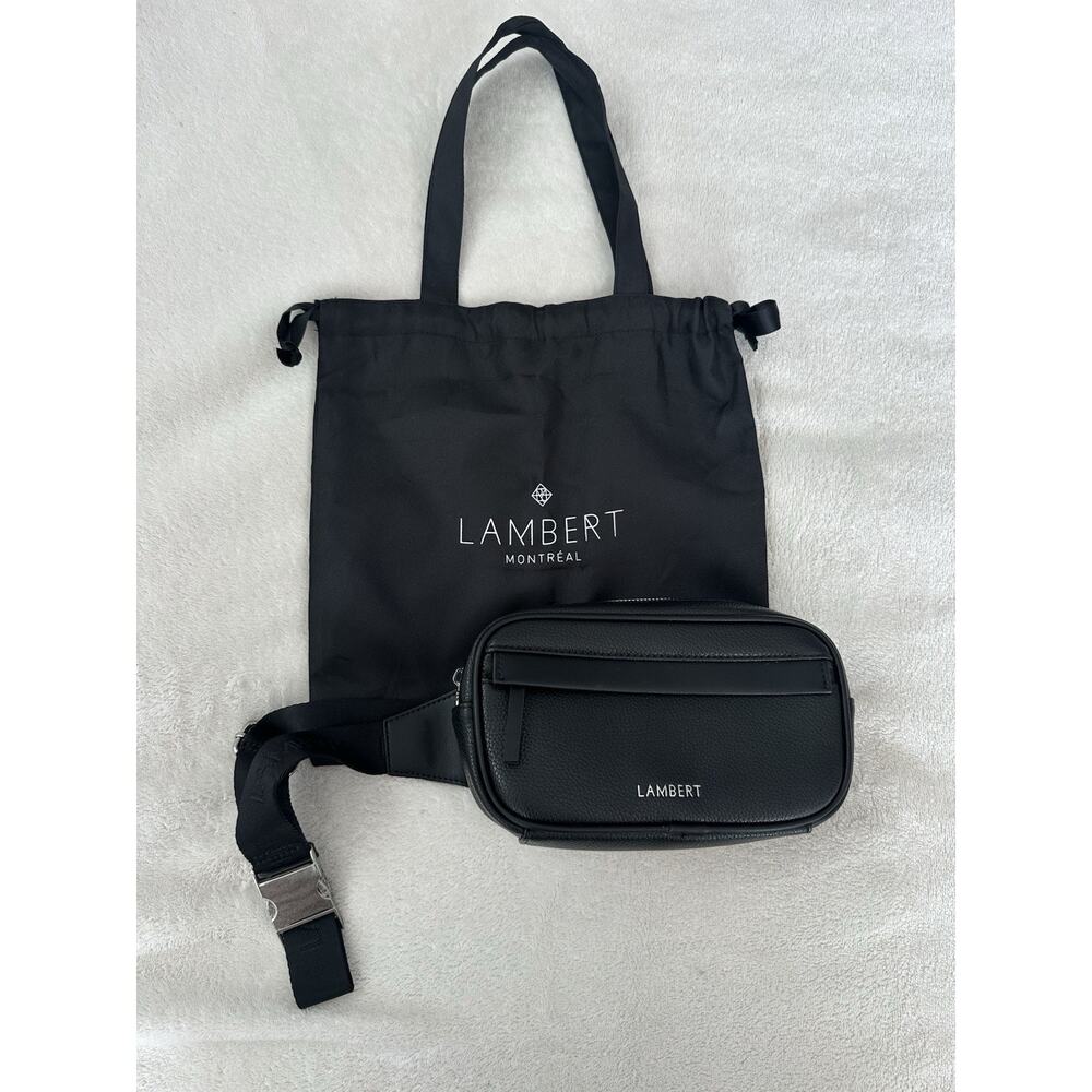 LAMBERT The Marina Waist Bag Fanny Pack Black Vegan Leather Silver Hardware NEW